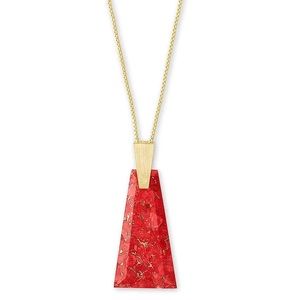 Kendra Scott Gold Pendant Necklace In Ruby Red